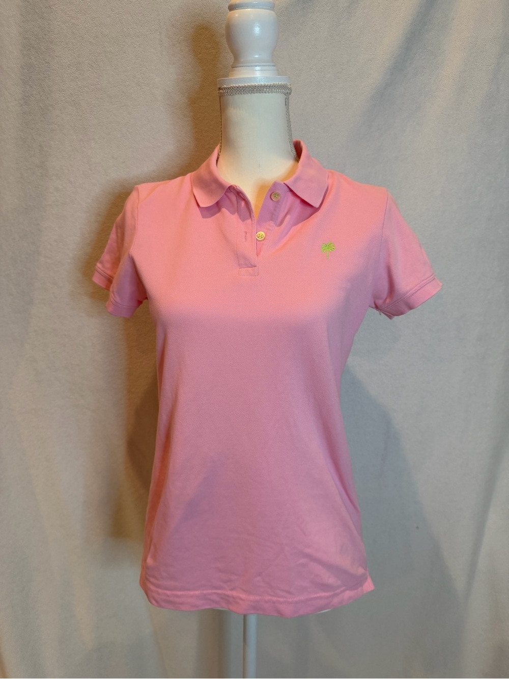 Lilly Pulitzer Pink Short-Sleeve Polo Button-Down Shirt
